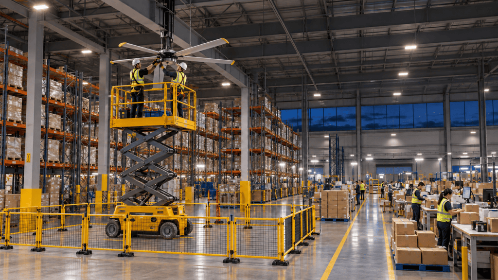 Installing warehouse fans without disrupting fulfilment